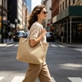 thumbnail image 1 of Woven Tote Bag with Cotton Rope Handles Large Capacity Foldable for Women Summer Beach Vacation Daily Use, 1 of 6