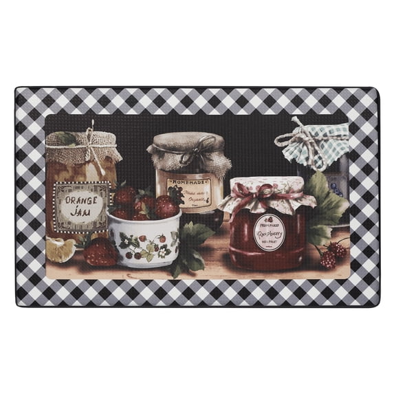 Woven Trends 18W x 30L Inches Anti-Fatigue Mat, 10mm Thick Cushioned Waterproof Mat for Kitchen Floor, Abstract Printed Non-Slip Kitchen Mat, PVC Material with Textured Standing Mats, Black & White