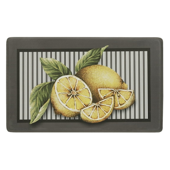 Woven Trends 18W x 30L Inches Anti-Fatigue Mat, Non-Slip Backing Lemon Print Kitchen Mat, Cushioned Waterproof Mat for Kitchen, Perfect Window Treatment for Kitchen with PVC Material, Yollow