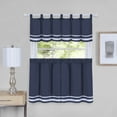 thumbnail image 1 of Woven Trends 3-Piece Solid Stripes Kitchen Curtain Set, Tier Pair Panel Curtains and Valances for Kitchen, Dining Room, Living Room, Bathroom Curtains, 58" W x 24" L, Navy Blue, 1 of 2