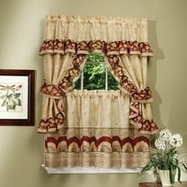 Woven Trends 3-Pieces Window Kitchen Curtain Set, 57W x 24L Inches Tier Panels and Valance with Sunflower Print Set, Ruffled Window Cafe Curtains, Perfect Window Treatment for Room Decor, Multicolor