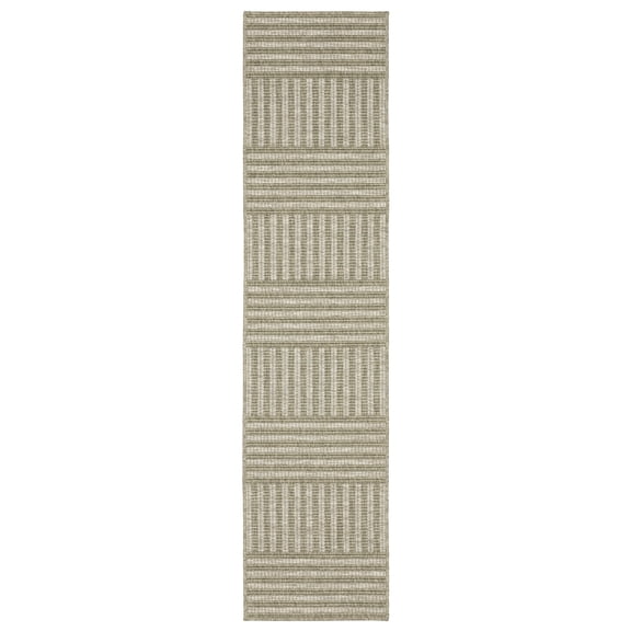 Woven Trends Aero - TR02A - Casual Style, Striped Pattern, Stain Resitant, Living Room, Entryway, Office, Medium Pile Polypropylene Runner Rug in Beige - 2' x 8'