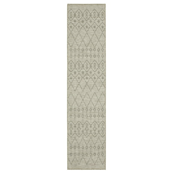 Woven Trends Aero - TR04A - Casual Style, Diamond Stripe Pattern, Stain Resitant, Living Room, Entryway, Office, Medium Pile Polypropylene Runner Rug in Beige - 2' x 8'