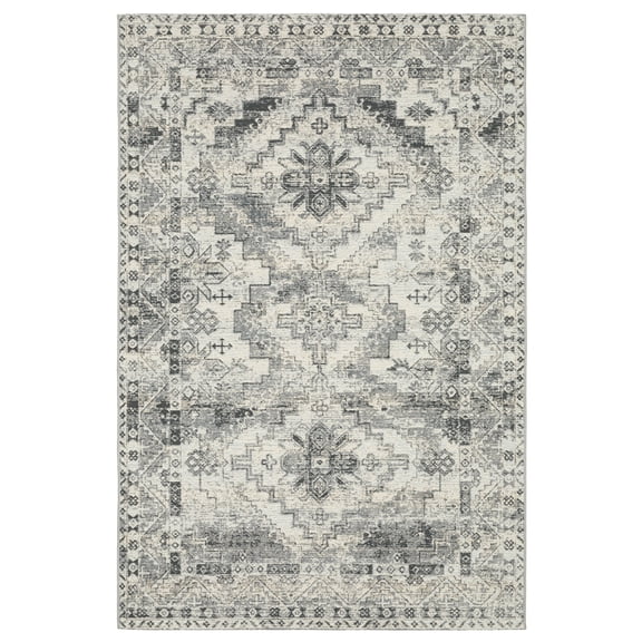 Woven Trends Bellflower - 1346Z - Vintage Traditonal Style, Tribal Medallion Pattern, Fade Resistant, Living Room, Dining Room, Office, High Pile Polypropylene Area Rug in Grey - 10' x 13'