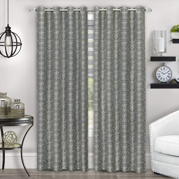 Woven Trends Blackout Window Curtain Panel with Snake Skin Pattern for Living Room Bedroom Kitchen Home (52 x 63 in. Single Panel, Black)