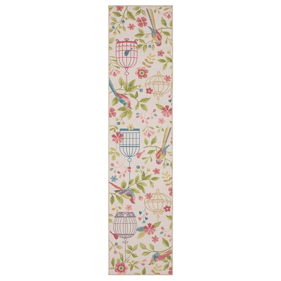 Woven Trends Breezora Area Rug - CH05G - Arts & Crafts or Mission Style, Floral Pattern, Living Room, Hallway, Entryway, Patio, Washable Polyester Rug Beige - 2' x 8'
