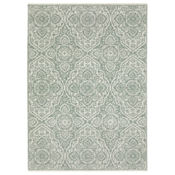 Woven Trends Bristol Area Rug - ECH02-5' 3" X 7' 6" - in Green - Modern Industrial Style, Stain Resistant, Family and Pet Friendly, Family, Dining, Living Room Rug