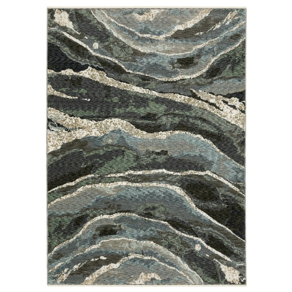 Woven Trends Bristol Area Rug - ECH12 - 6' X 9' - in Blue - Modern Industrial Style, Stain Resistant, Family and Pet Friendly, Family, Dining, Living Room Rug