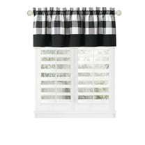 Woven Trends Buffalo Plaid Valances For Windows, Short Curtains for Bathroom, Living Room, and Kitchen, Farmhouse Check Plaid Curtains, Rod Pocket, 58" x 14", Black