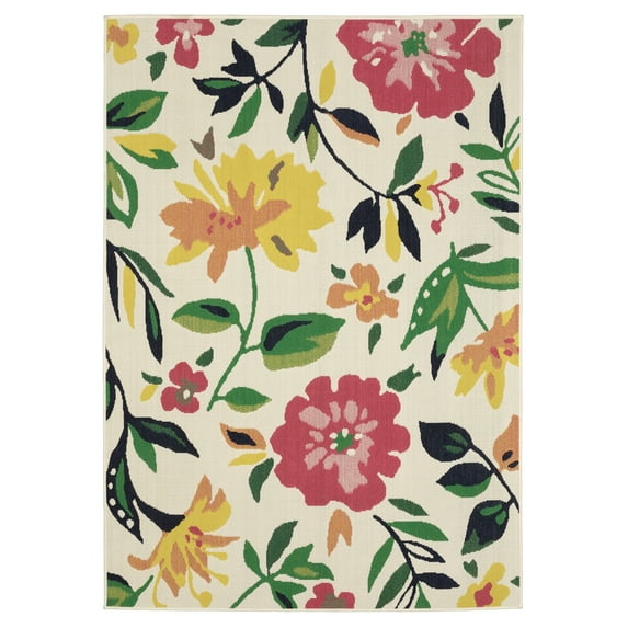 Woven Trends Compello - HAV02 - Modern Style, Floral Pattern, Living Room, Dining Room, Office, Pet Friendly & Fade Resistant, High Pile Polypropylene Area Rug in Ivory - 3' x 5'