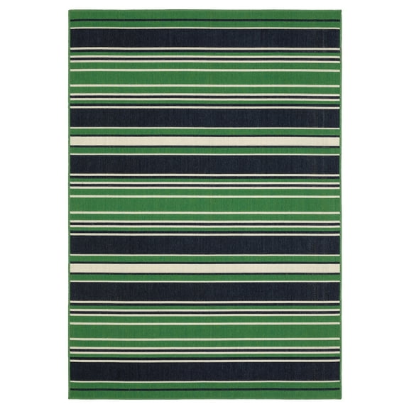 Woven Trends Compello - HAV05 - Classic Preppy Casual Style, Stripe Pattern, Living Room, Dining Room, Office, Pet Friendly & Fade Resistant, High Pile Polypropylene Area Rug in Green - 3' x 5'