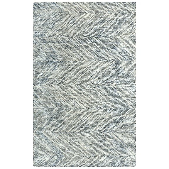 Woven Trends Daphne Area Rug ETC102 Contemporary/Modern Style, Geometric Pattern, Pet & Family Friendly, Living Room, Dining Room, Office, Low Pile Hand Made Wool Area Rug in Navy - 7' x 9'