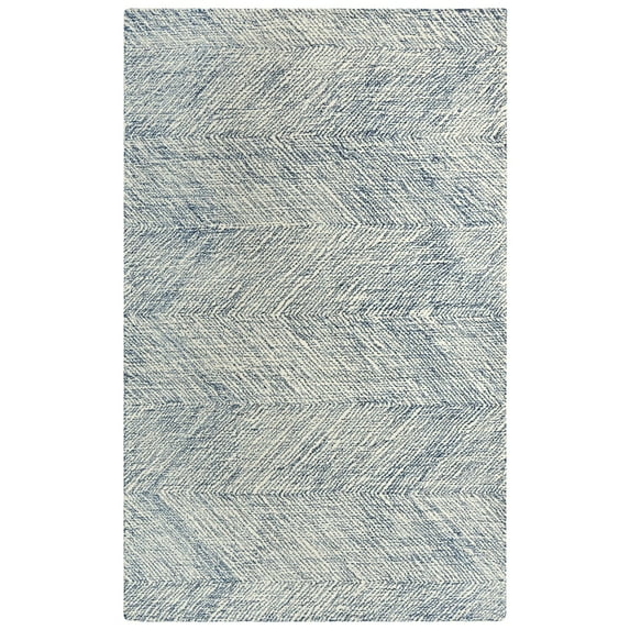 Woven Trends Daphne Area Rug ETC102 Contemporary/Modern Style, Geometric Pattern, Pet & Family Friendly, Living Room, Dining Room, Office, Low Pile Hand Made Wool Area Rug in Navy - 5' x 7'