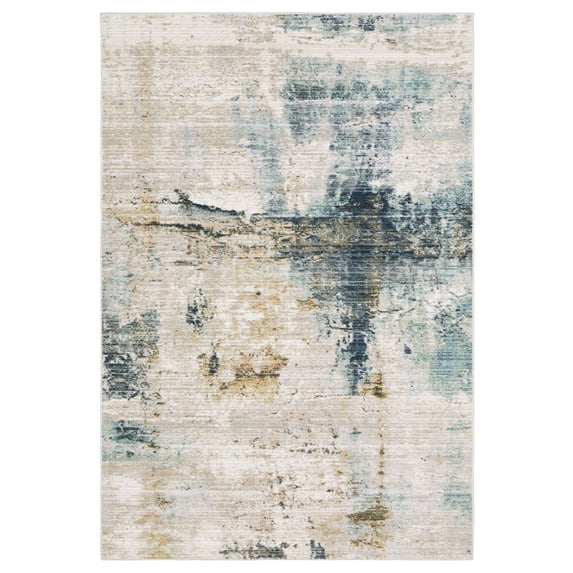 Woven Trends Davren Area Rug CAV03 - 5' X 8' - Ivory Polyester Power loom Modern Style, Traditional-Persian/Oriental, Family and Pet Friendly, Entryway, Dining, Office Rug
