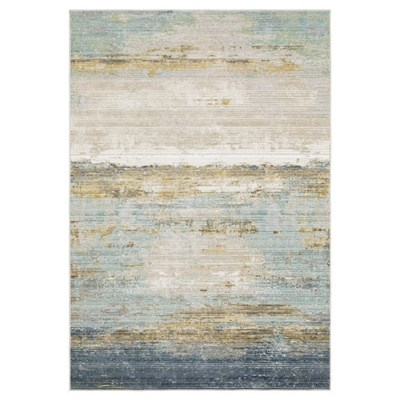 Woven Trends Davren Area Rug CAV09 - 5' X 8' - Blue Polyester Power loom Modern Style, Traditional-Persian/Oriental, Family and Pet Friendly, Entryway, Dining, Office Rug