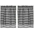 thumbnail image 1 of Woven Trends Designer Home Modern Kitchen Curtain Panels, 24L x 29W Inches Blackout Window Tier Pair Set, Premimum Cotton Blend Buffalo Classic Country Plaid Gingham Checkered Design, Black, 1 of 7