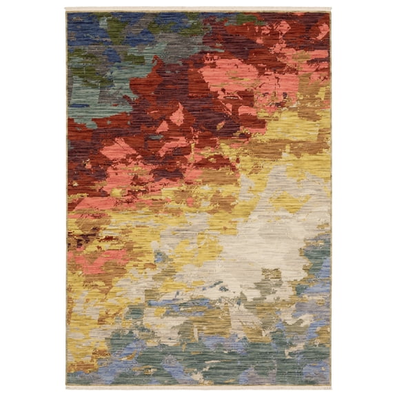 Woven Trends Essna - SOL04 - Modern Style, Abstract Pattern, Pet & Family Friendly, Living Room, Dining Room, Office, Low Pile Wool Area Rug in Beige - 3' x 5'