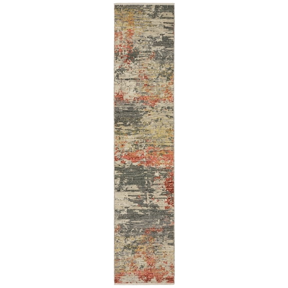 Woven Trends Essna - SOL10 - Modern Style, Abstract Pattern, Pet & Family Friendly, Living Room, Entryway, Office, Low Pile Wool Runner Rug in Beige - 2' x 12'