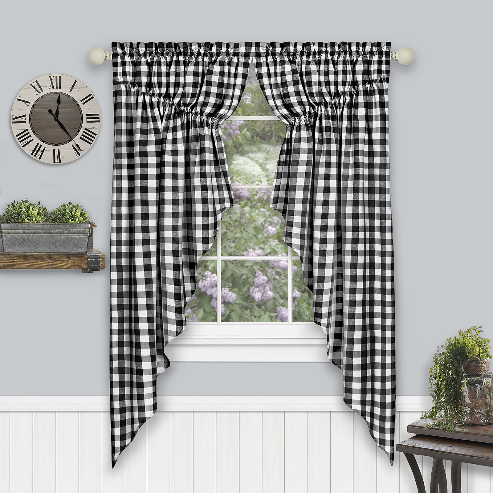  Woven Trends Farmhouse Curtains Kitchen Décor, Buffalo