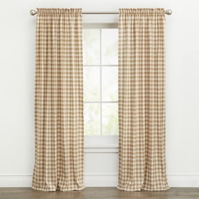 Woven Trends Farmhouse Curtains, Buffalo Plaid Drapes, Classic Country Plaid Gingham Checkered Design, Farmhouse Decor, Window Curtain Treatments 42" x 84" Single Panel, Taupe