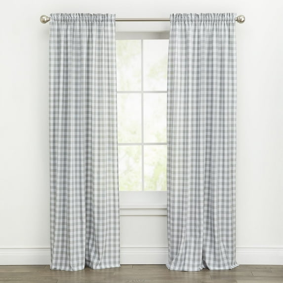 Woven Trends Farmhouse Curtains, Buffalo Plaid Panels, Classic Country Plaid Gingham Checkered Design, Farmhouse Decor, Window Curtain Treatments 42" x 84" Single Panel, Gray