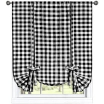 Woven Trends Farmhouse Curtains Kitchen Décor, Buffalo Plaid Shades, Classic Country Plaid Gingham Checkered Design, Farmhouse Décor, Window Curtain Treatments (Black, Tie-Up Shade)