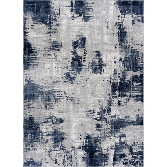 Woven Trends Feserve Area Rug 770 30760 Cora Abstract Blue, 2' x 3' Oriental Camry Machine Made Polyester Durable Elegant Designs Perfect for Contemporary & Classic Home Interiors