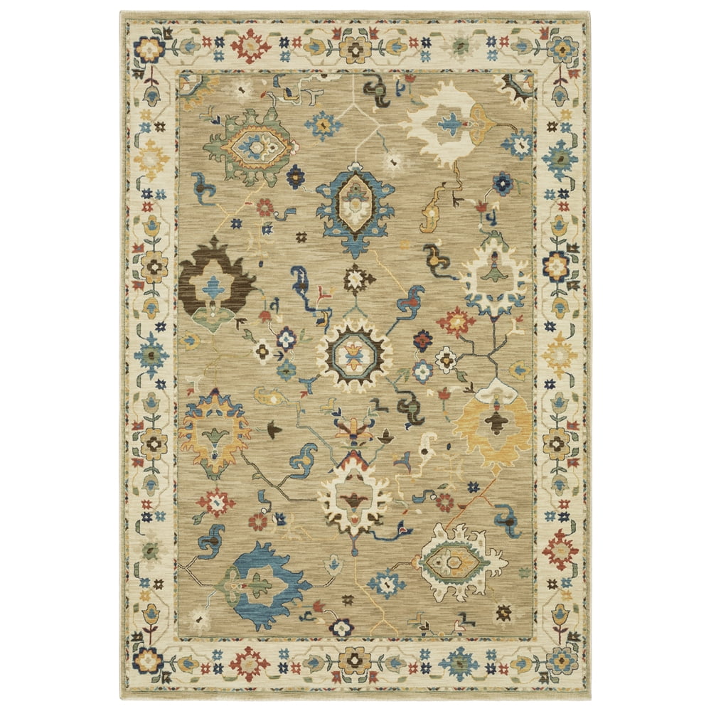 Polyprop Traditional Rug Woven Trends Flormap FR04E - Traditional Folk-Art Flair Floral Border ...