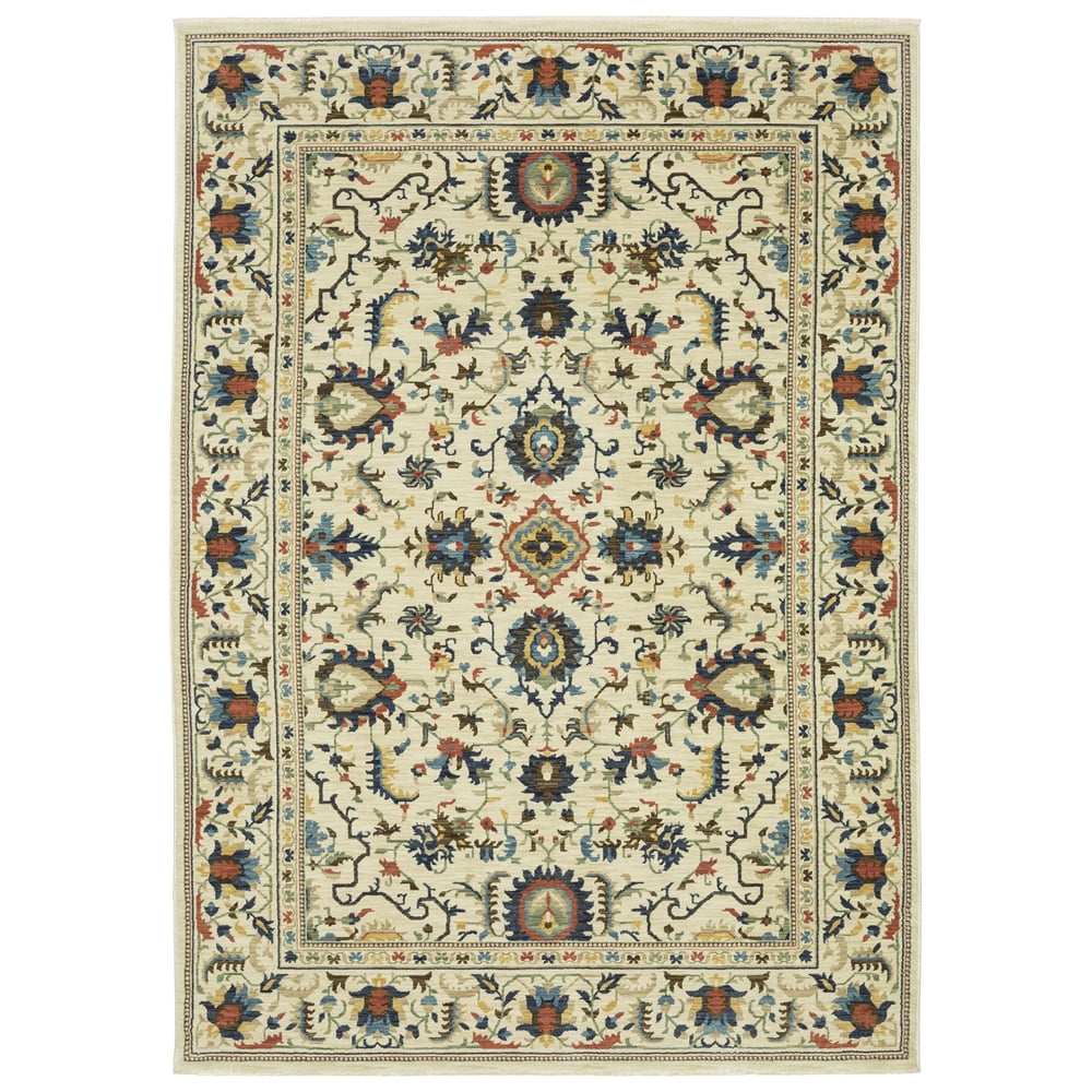 Polyprop Traditional Rug Woven Trends Flormap FR10A - Traditional Folk-Art Flair Bodered Floral ...
