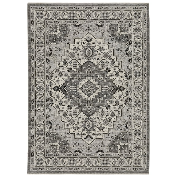 Woven Trends Hamberlain - CH10L - Transitional Casual Style, Medallion Pattern, Living Room, Hallway, Entryway, Kitchen, Office, Family and Pet Friendly Polyester Area Rug Grey - 10' X 13'