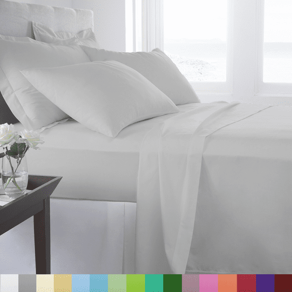 Woven Trends Hotel Luxury Bed Sheets Set - 1800 Series Supreme Collection, Extra Deep Pockets Full Sheets, Wrinkle Fade Stain Resistant, Softest Sheets (Full, Silver)