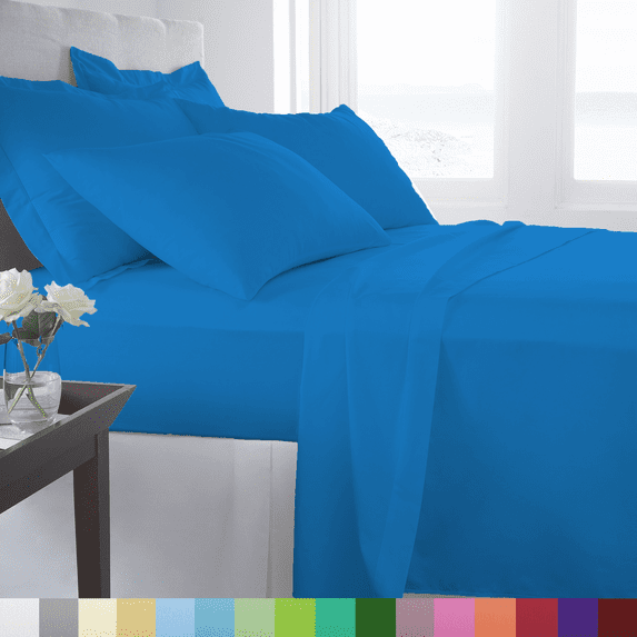 Woven Trends Hotel Luxury Bed Sheets Set - 1800 Series Supreme Collection, Extra Deep Pockets King Sheets, Wrinkle Fade Stain Resistant, Softest Sheets (King, Blue)
