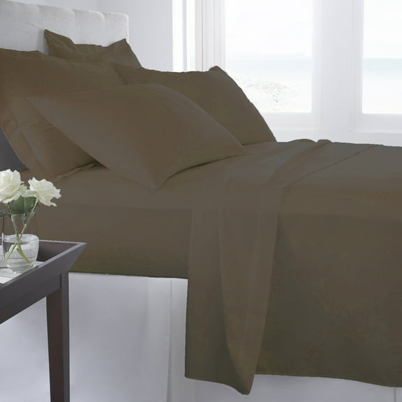 Woven Trends Hotel Luxury Bed Sheets Set - 1800 Series Supreme Collection, Extra Deep Pockets Twin Sheets, Wrinkle Fade Stain Resistant, Softest Sheets (Twin, Brown)