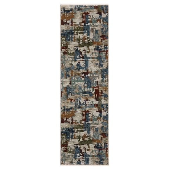 Woven Trends Kansas - HAY02 - Modern Style, Abstract Pattern, Stain & Fade Resistant, Living Room, Entryway, Office, Low Pile Polyester Runner in Beige - 2' x 8'