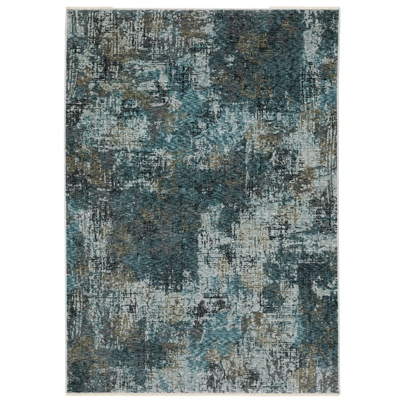 Woven Trends Kansas - HAY03 - Modern Style, Abstract Pattern, Stain & Fade Resistant, Living Room, Dining, Office, Low Pile Polyester Area Rug in Blue - 3' x 5'