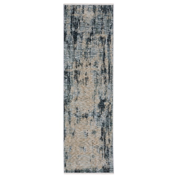 Woven Trends Kansas - HAY04 - Contemporary Casual Style, Abstract Pattern, Stain & Fade Resistant, Living Room, Entryway, Office, Low Pile Polyester Runner Rug in Beige - 2' x 8'