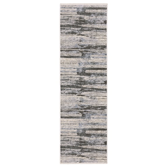 Woven Trends Kansas - HAY07 - Contemporary Casual Style, Abstract Pattern, Stain & Fade Resistant, Living Room, Entryway, Office, Low Pile Polyester Runner Rug in Grey - 2' x 8'
