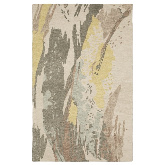 Woven Trends Kidwai - KIP02 - Contemporary Style, Abstract Pattern, Pet & Family Friendly, Living Room, Dining Room, Office, Hand Made, Low Pile Wool Area Rug in Grey - 5' x  8'