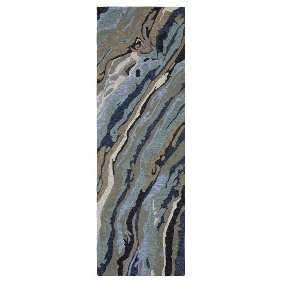 Woven Trends Kidwai - KIP03 - Modern Traditonal Style, Abstract Pattern, Pet & Family Friendly, Living Room, Entryway, Office, Hand Made, Low Pile Wool Runner Rug in Grey - 2' x  8'