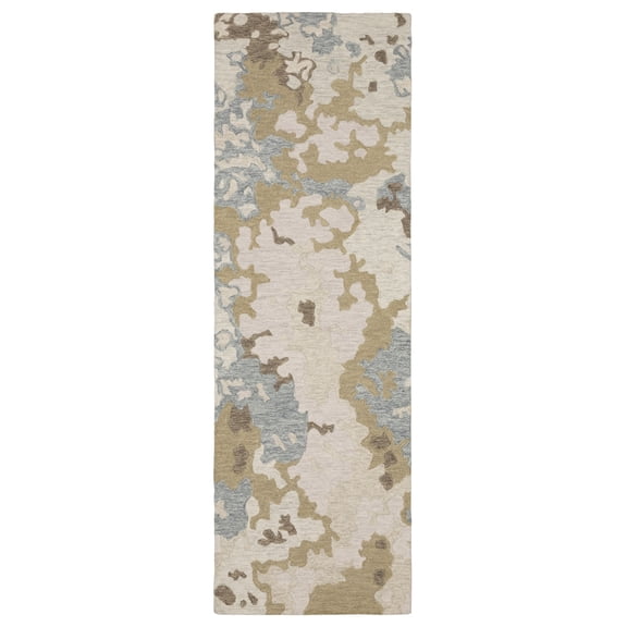 Woven Trends Kidwai - KIP06 - Contemporary Style, Abstract Pattern, Pet & Family Friendly, Living Room, Entryway, Office, Hand Made, Low Pile Wool Runner Rug in Grey - 2' x  8'