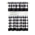 thumbnail image 1 of Woven Trends Kitchen Curtains and Valances Set, Classic Country Plaid Checkered Premium Cotton Blend, Cafe Curtains Tier & Valance Set, Rod Pocket, 57" x 24", Black, 1 of 5