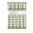 thumbnail image 1 of Woven Trends Kitchen Curtains and Valances Set, Classic Country Plaid Checkered Premium Cotton Blend, Cafe Curtains Tier & Valance Set, Rod Pocket, 57" x 24", Light Green, 1 of 5