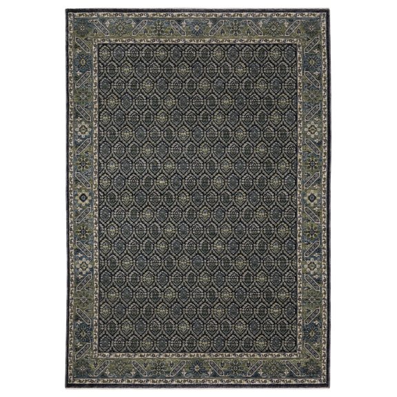 Woven Trends Lombardi Area Rug - ELI01 - Traditional-Persian or Oriental Area Rug, Bordered Pattern, Stain Resistant, Living Room, Hallway, Entryway, Kitchen, Office, Polyester Rug in Blue - 5' x 8'