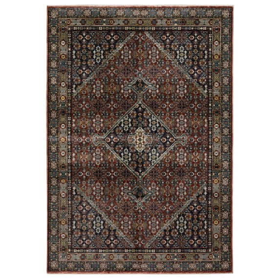 Woven Trends Lombardi Area Rug - ELI06 - Traditional-Persian or Oriental Area Rug, Medallion Pattern, Stain Resistant, Living Room, Patio, Entryway, Kitchen, Office, Polyester Rug in Blue - 5' x 8'