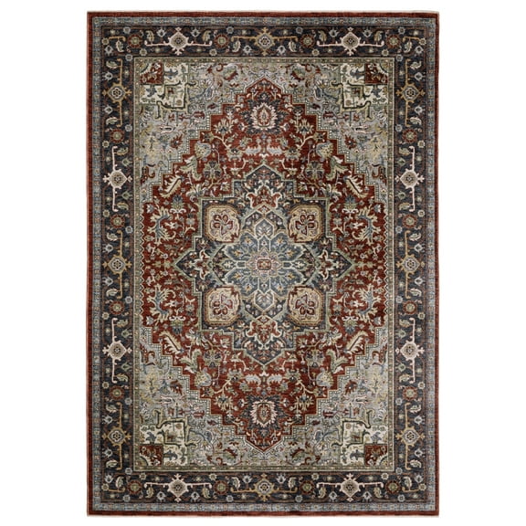 Woven Trends Lombardi Area Rug - ELI11 - Traditional-Persian or Oriental Area Rug, Medallion Pattern, Stain Resistant, Living Room, Hallway, Entryway, Office, Polyester Rug in Blue - 10' x 13'