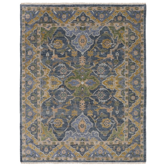 Woven Trends Lyron - MAJ03 - Traditional Style, Oriental Floral Pattern, Pet & Family Friendly, Hallway, Entryway, Office, Low Pile, Hand Made Wool Runner Rug in Blue - 2' x 10'