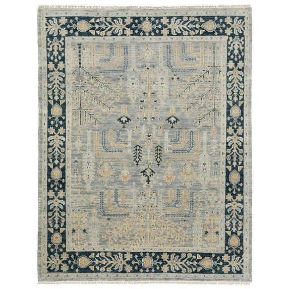 Woven Trends Lyron - MAJ04 - Vintage Style, Oriental Floral Pattern, Pet & Family Friendly, Hallway, Entryway, Office, Low Pile, Hand Made Wool Runner Rug in Grey - 2' x 10'