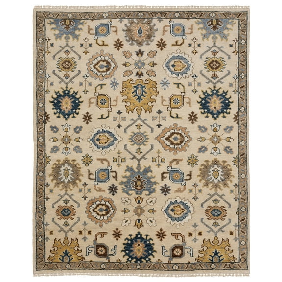 Woven Trends Lyron - MAJ08 - Traditional Style, Floral Motif Pattern, Pet & Family Friendly, Hallway, Entryway, Office, Low Pile, Hand Made Wool Runner Rug in Ivory - 2' x 10'