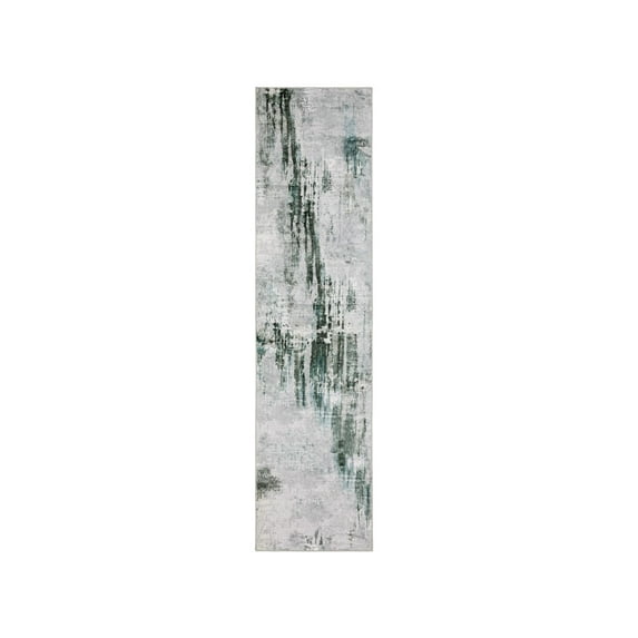 Woven Trends Lyron - MAL03 - Distressed Traditional Style, Abstract Pattern, Pet & Family Friendly, Hallway, Entryway, Office, Low Pile, Hand Made Wool Runner Rug in Grey - 2' x 8'