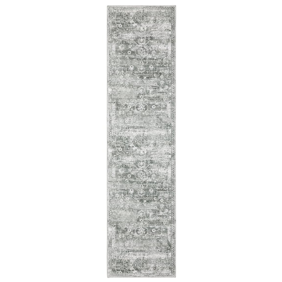 Woven Trends Lyron - MAL08 - Nomadic Tribal Style, Distressed Abstract Pattern, Pet & Family Friendly, Hallway, Entryway, Office, Low Pile, Hand Made Wool Runner Rug in Grey - 2' x  8'